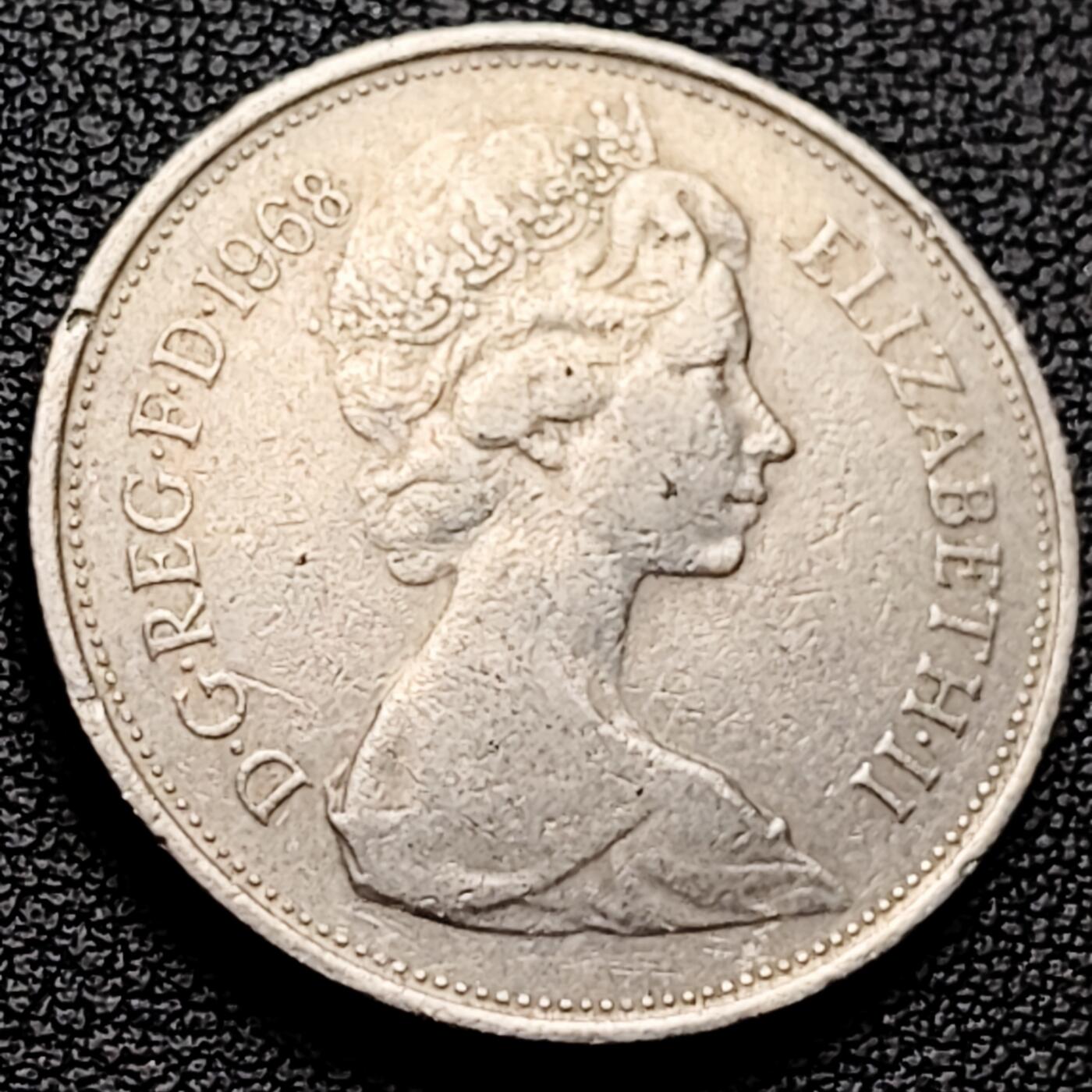 泉币菌-第227场-拍品多 请提前出价 英国大镍币 英国1968年 10便士铜镍币 28.5mm 伊丽莎白二世女王 皇冠狮子