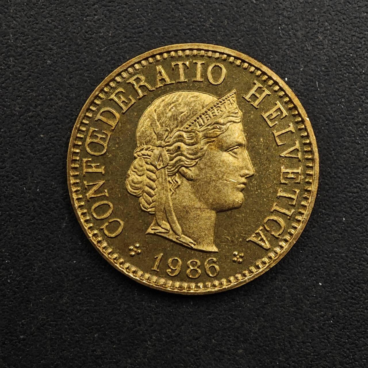 【淘币小摊】实时拍第八百九十二拍   散币场    每周一统一发货 瑞士1986年5分铜币