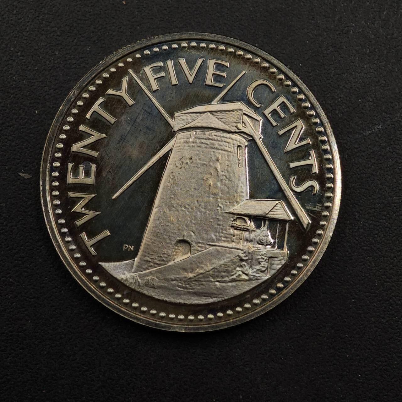 【淘币小摊】实时拍第八百九十二拍   散币场    每周一统一发货 巴巴多斯1973年25分精制镍币