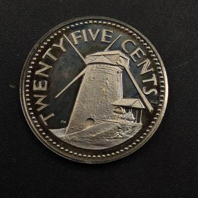 【淘币小摊】实时拍第八百九十二拍   散币场    每周一统一发货 - 巴巴多斯1973年25分精制镍币