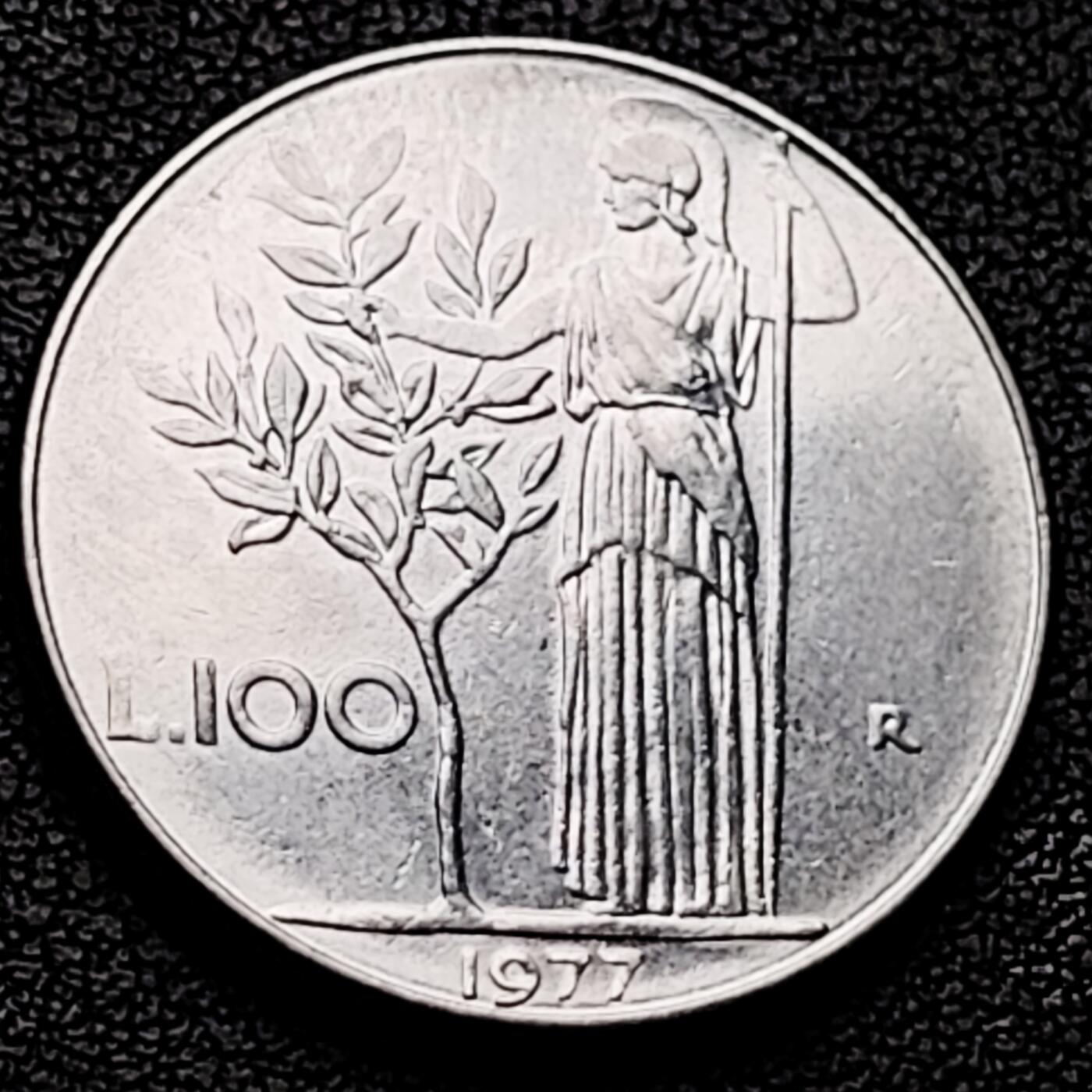 泉币菌-第227场-拍品多 请提前出价 意大利早期100里拉 月亮和记忆女神密涅瓦 不锈钢币 27.8mm