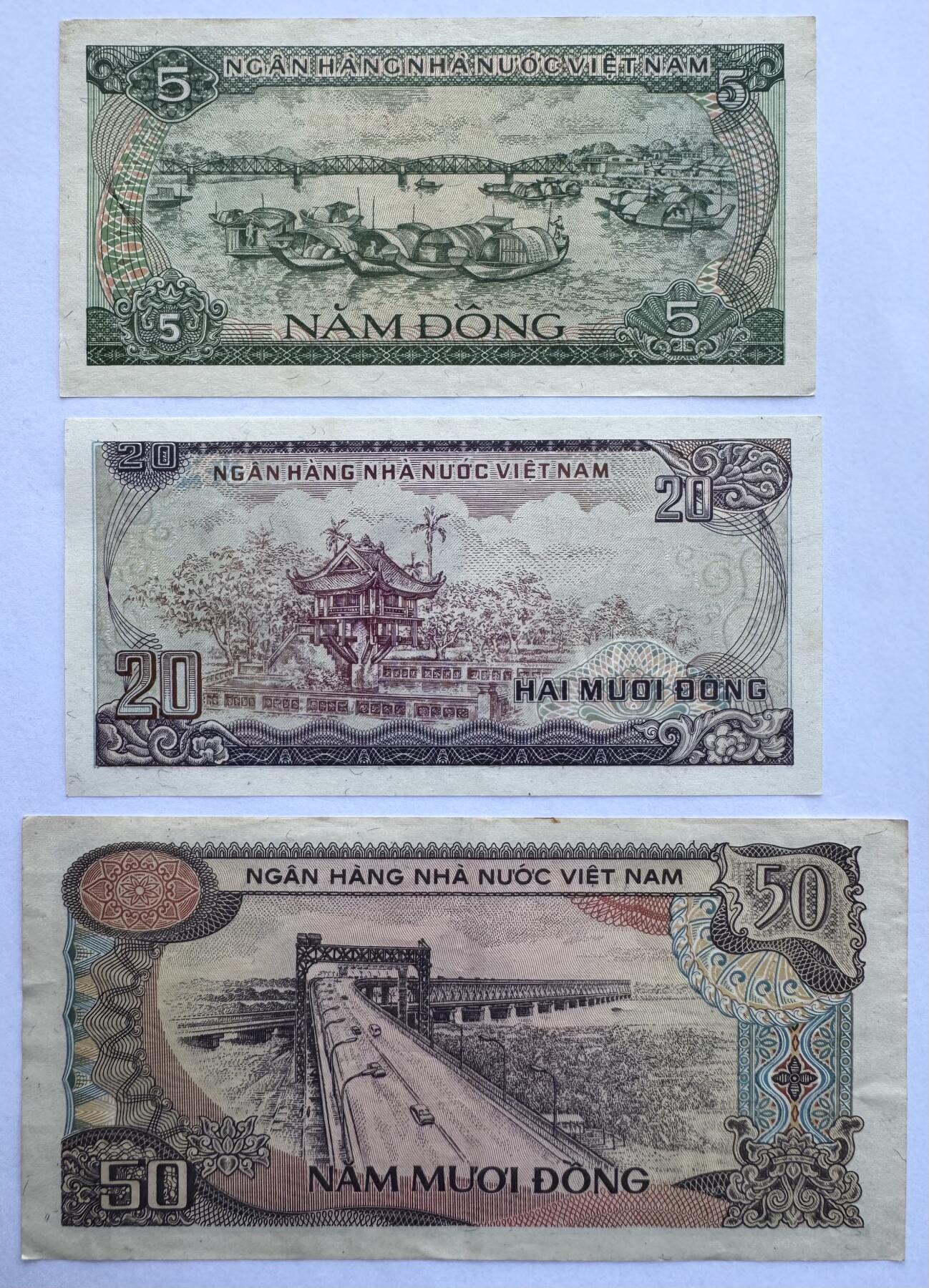 2026第7场（总第234期）：精品外钞、塑料钞、测试钞综合场  越南1985年版5、20、50盾一组3枚（品如图）