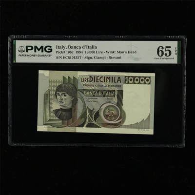 【亘邦集藏】第229期拍卖 1984年 意大利10000里拉 PMG 65EPQ EC610135T