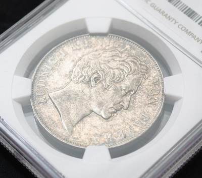 甄臻铺-世界币章拍卖（第60期），甄品场拍品征集中，送拍享返佣金等优惠多多 NGC-UNCD 1848年德国巴伐利亚路德维希一世流通2盾 1848年欧洲大革命中路一被迫退位 这最后末年流通泰勒见证着风流艺术国王最后的容光