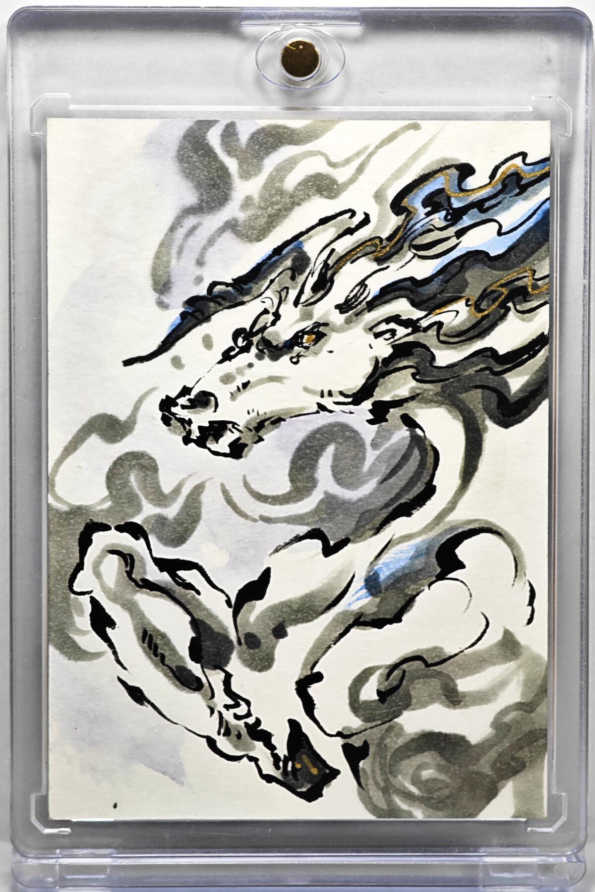 白泽拍卖卡牌手绘专场第35期（问东城春色，正谷雨，牡丹期） 2025 启读文化手绘卡 青冥玄兽  沈鑫亲签 卡砖封装