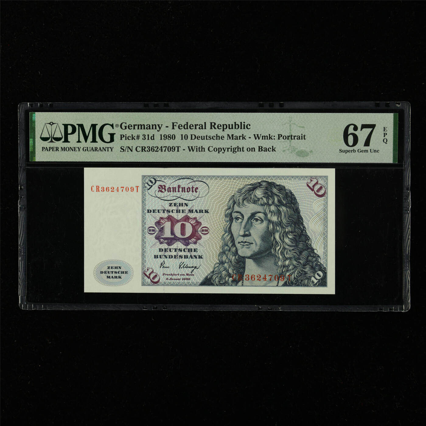 【亘邦集藏】第228期拍卖 1980年 德国10马克 PMG 67EPQ CR3624709T