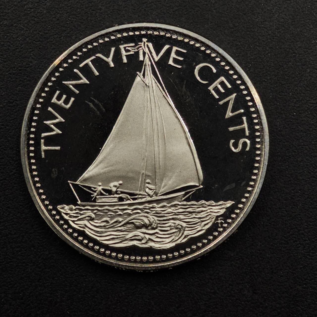 【淘币小摊】实时拍第八百九十二拍   散币场    每周一统一发货 巴哈马1974年25分精制镍币