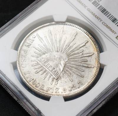 甄臻铺-世界币章拍卖（第60期），甄品场拍品征集中，送拍享返佣金等优惠多多 NGC-MS61 1902年ZS FZ厂墨西哥鹰洋比索