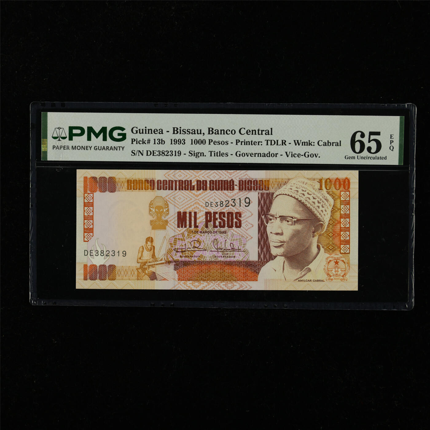 【亘邦集藏】第228期拍卖 1993年 几内亚比绍1000比索 PMG 65EPQ DE382319