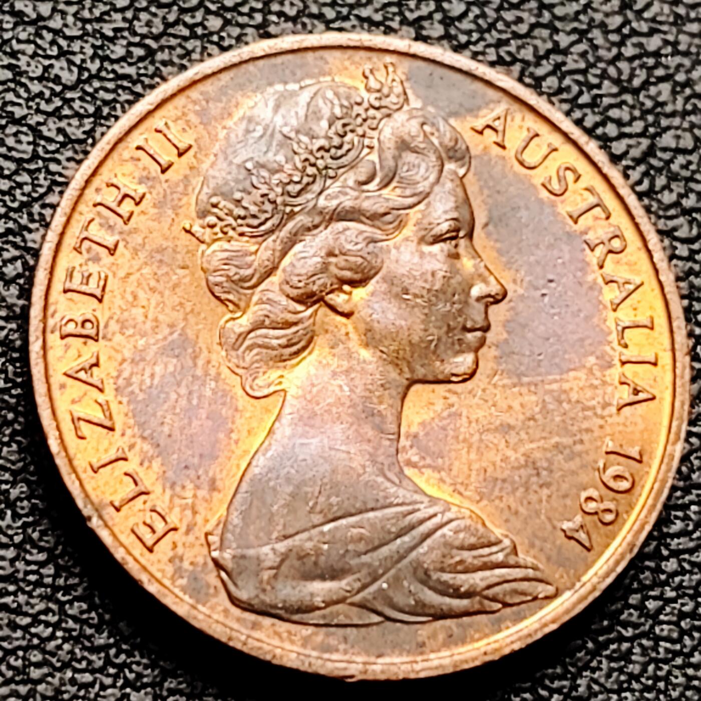 泉币菌-第227场-拍品多 请提前出价 原铜光极美 1984年 英属澳大利亚2分铜币 伞蜥蜴斗篷蜥 21.5mm