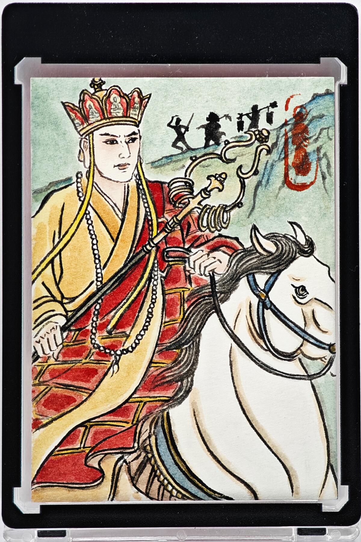 白泽拍卖卡牌手绘专场第35期（问东城春色，正谷雨，牡丹期） 2025 卢艺丰手绘卡 唐僧取经西行  卢艺丰背简绘 卡砖封装