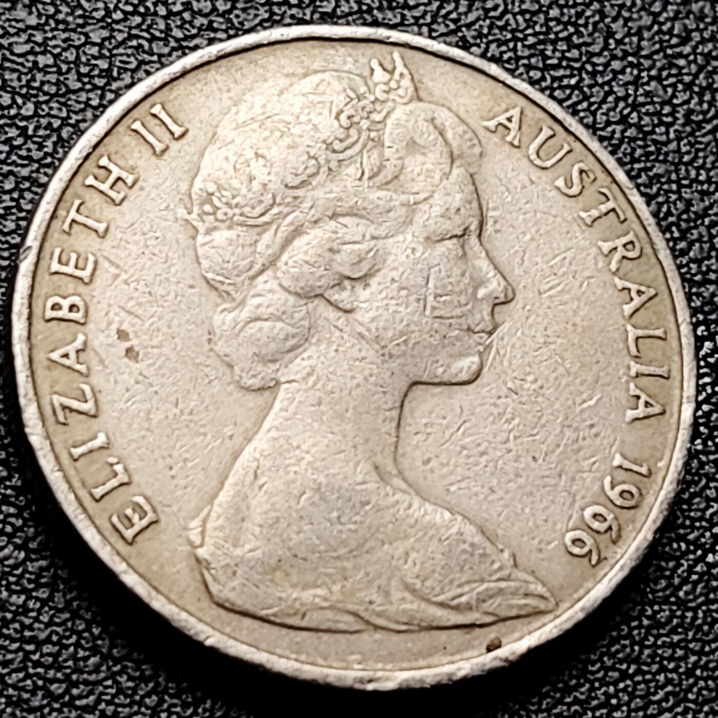 泉币菌-第227场-拍品多 请提前出价 1966年英属澳大利亚20分 伊丽莎白女王  鸭嘴兽  28.5mm