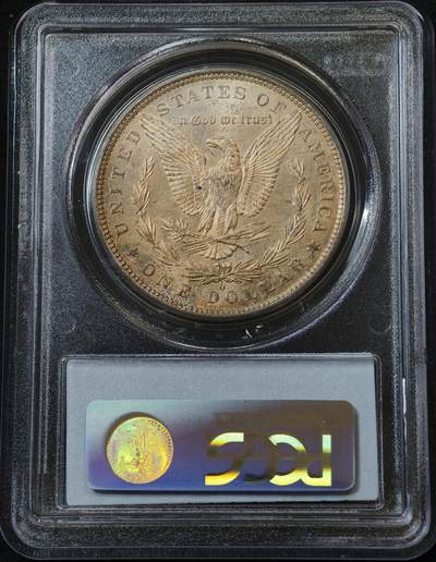 甄臻铺-世界币章拍卖（第60期），甄品场拍品征集中，送拍享返佣金等优惠多多 PCGS-MS64 1883年O版美国摩根，重香槟彩，浅浅月芽，支脚小磕碰