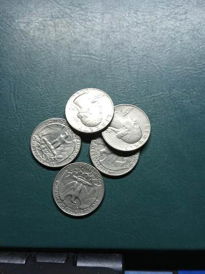 松南世界钱币——260415 美国25美分镍币5枚计1.25美元1