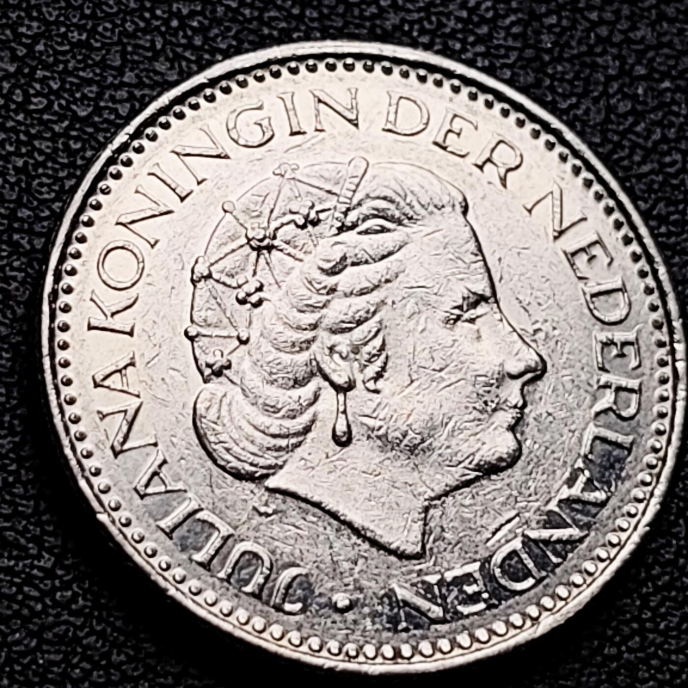 泉币菌-第227场-拍品多 请提前出价 1980年 荷兰王国早期1盾 朱莉安娜女王  镍币 硬币 25mm 