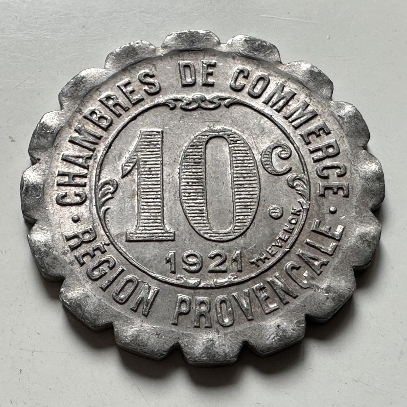 🌹外币初藏🌹🐯2026年第43场   每周二四六晚8️⃣点  世界硬币 法国 普罗旺斯 1921年 10生丁 工商会 应急代用币 法紧