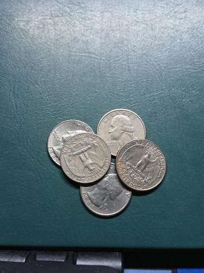 松南世界钱币——260415 美国25美分镍币5枚计1.25美元3
