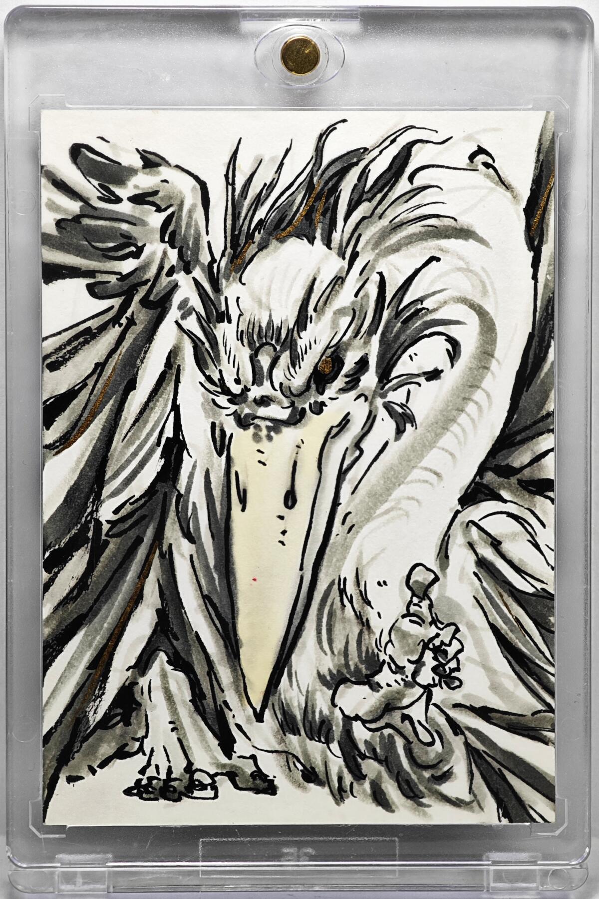 白泽拍卖卡牌手绘专场第35期（问东城春色，正谷雨，牡丹期） 2025 启读文化手绘卡 雷鸟  沈鑫亲签 卡砖封装