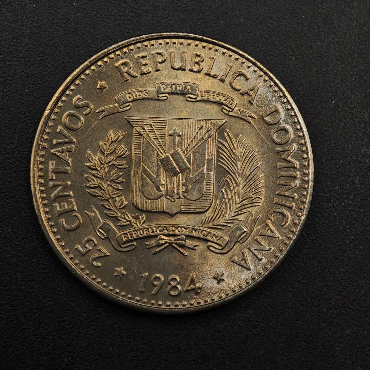 【淘币小摊】实时拍第八百九十二拍   散币场    每周一统一发货 多米尼加1984年25分镍币