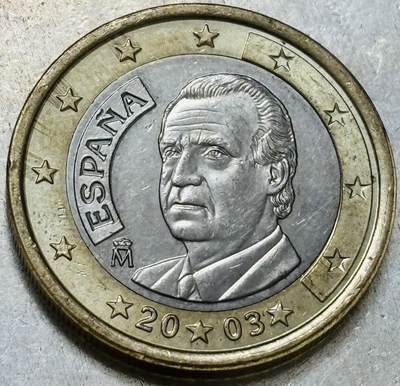 文馨钱币收藏第 300 场，银币，散币，小量德占比利时时期货币，长期接代拍业务 - 2003 年西班牙 1 欧元