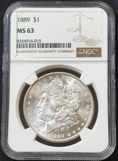 甄臻铺-世界币章拍卖（第60期），甄品场拍品征集中，送拍享返佣金等优惠多多 NGC-MS63 1889年美国摩根，少见年份，地板PL质感