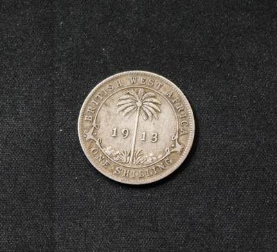 甄臻铺-世界币章拍卖（第60期），甄品场拍品征集中，送拍享返佣金等优惠多多 英属西非 1913年 1先令 乔治五丗 银币 原味美品包浆自然