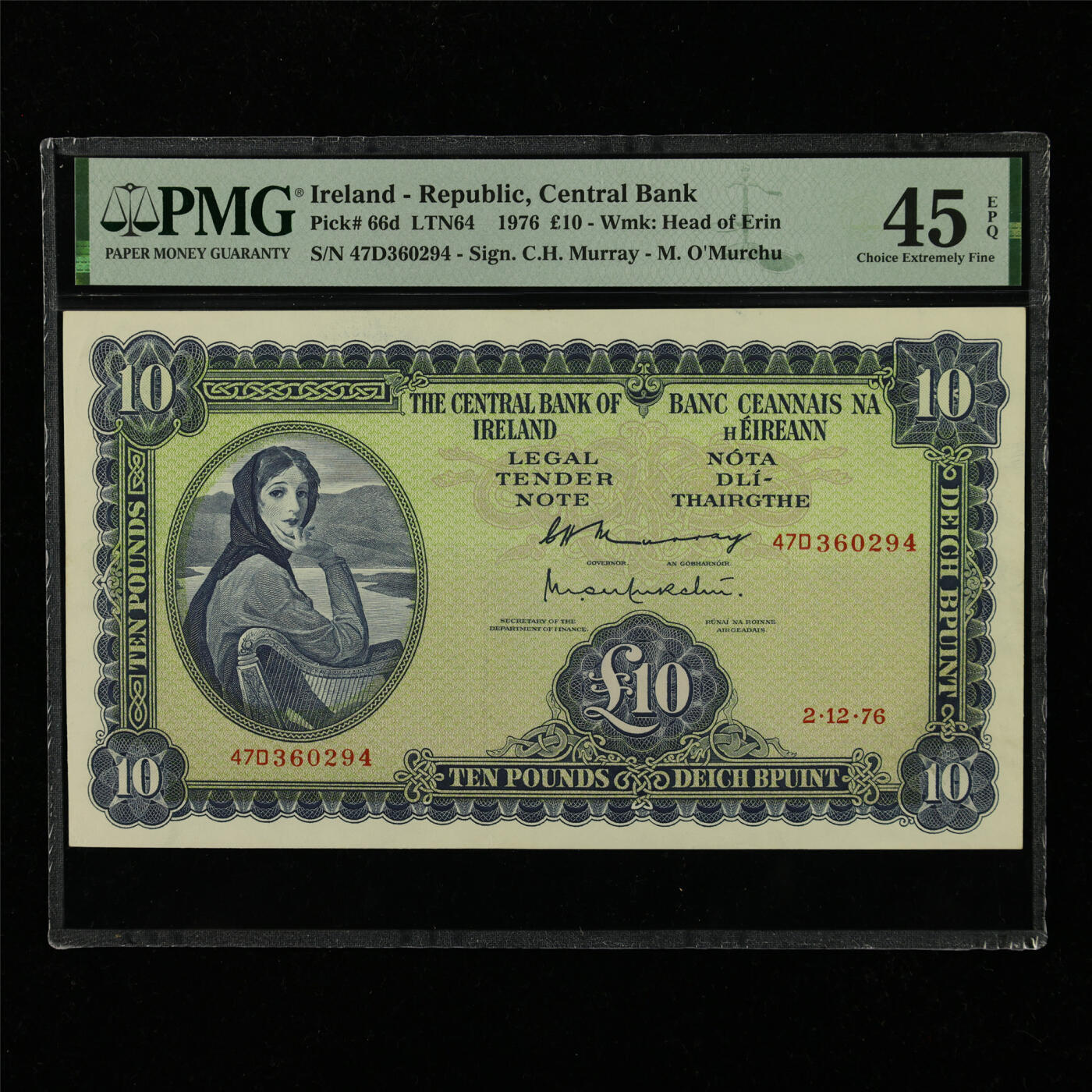 【亘邦集藏】第228期拍卖 1976年 爱尔兰10镑 PMG 45EPQ 47D360294