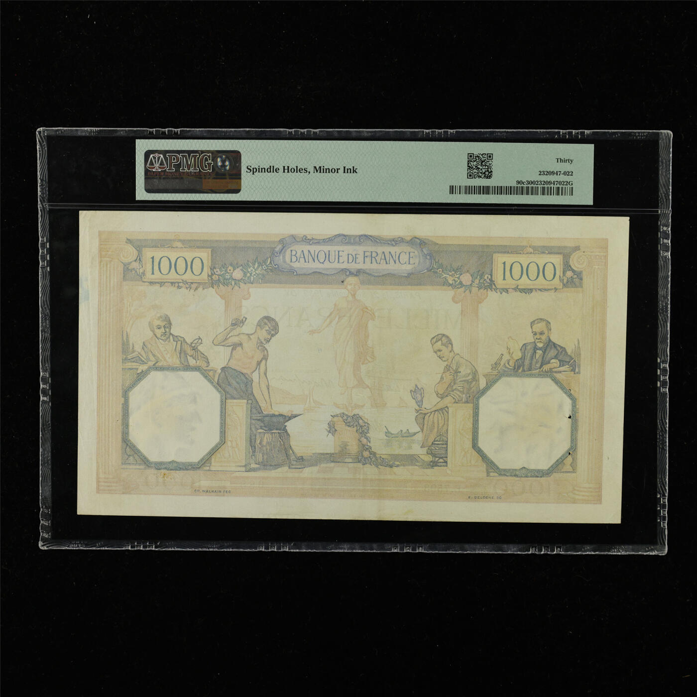 【亘邦集藏】第228期拍卖 1938-40年 法国1000法郎 PMG 30 E.7593 688