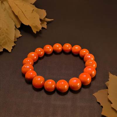 碧月说宝.君子怀瑾·当代和田玉清风专场(九) 满肉柿子红手串