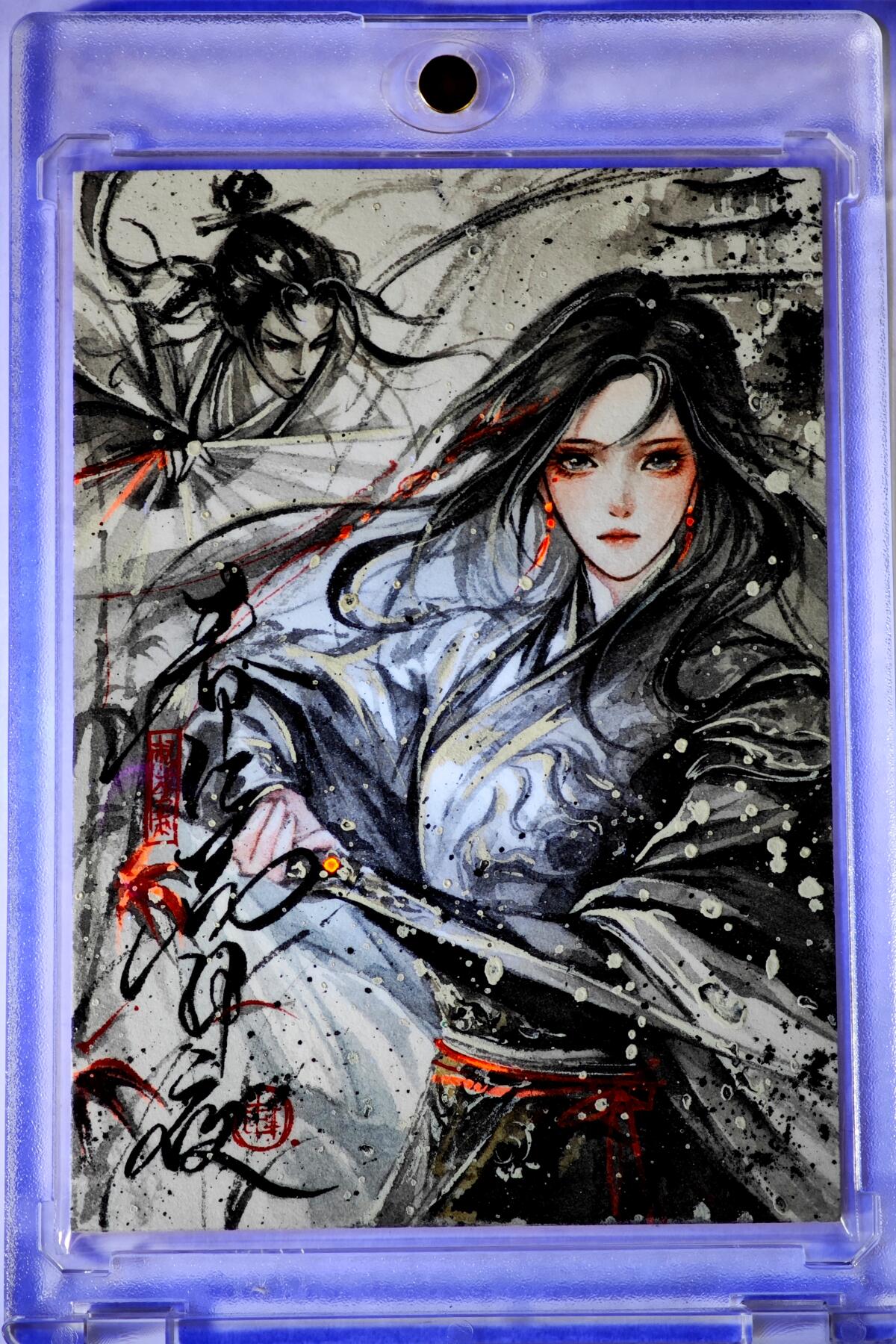 白泽拍卖卡牌手绘专场第35期（问东城春色，正谷雨，牡丹期） 2025 西瓜艺术手绘卡 女侠 有特效  花生汤圆亲签 卡砖封装