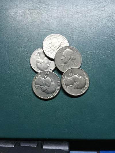 松南世界钱币——260415 美国25美分镍币5枚计1.25美元4