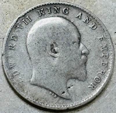 文馨钱币收藏第 300 场，银币，散币，小量德占比利时时期货币，长期接代拍业务 - 1907 年英属印度爱德华七世 2 安娜银币，1.4 克 917 银