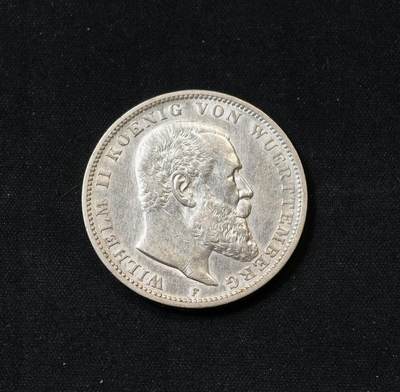 甄臻铺-世界币章拍卖（第60期），甄品场拍品征集中，送拍享返佣金等优惠多多 - 1909年符腾堡威廉二世3马克，转光犹在