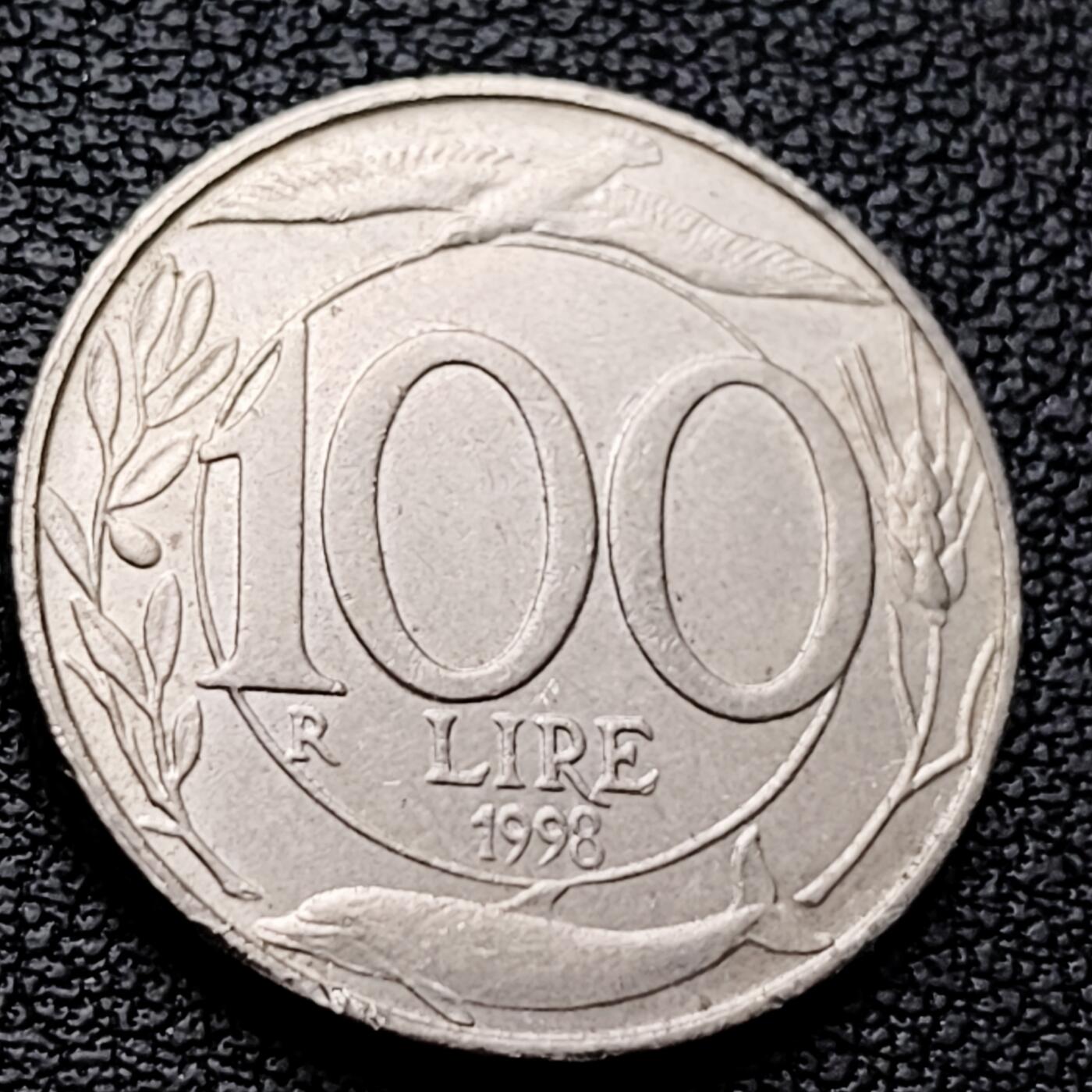 泉币菌-第227场-拍品多 请提前出价 意大利100里拉白铜硬币 海豚 飞鸟 小麦 22mm 纪念币铜钱