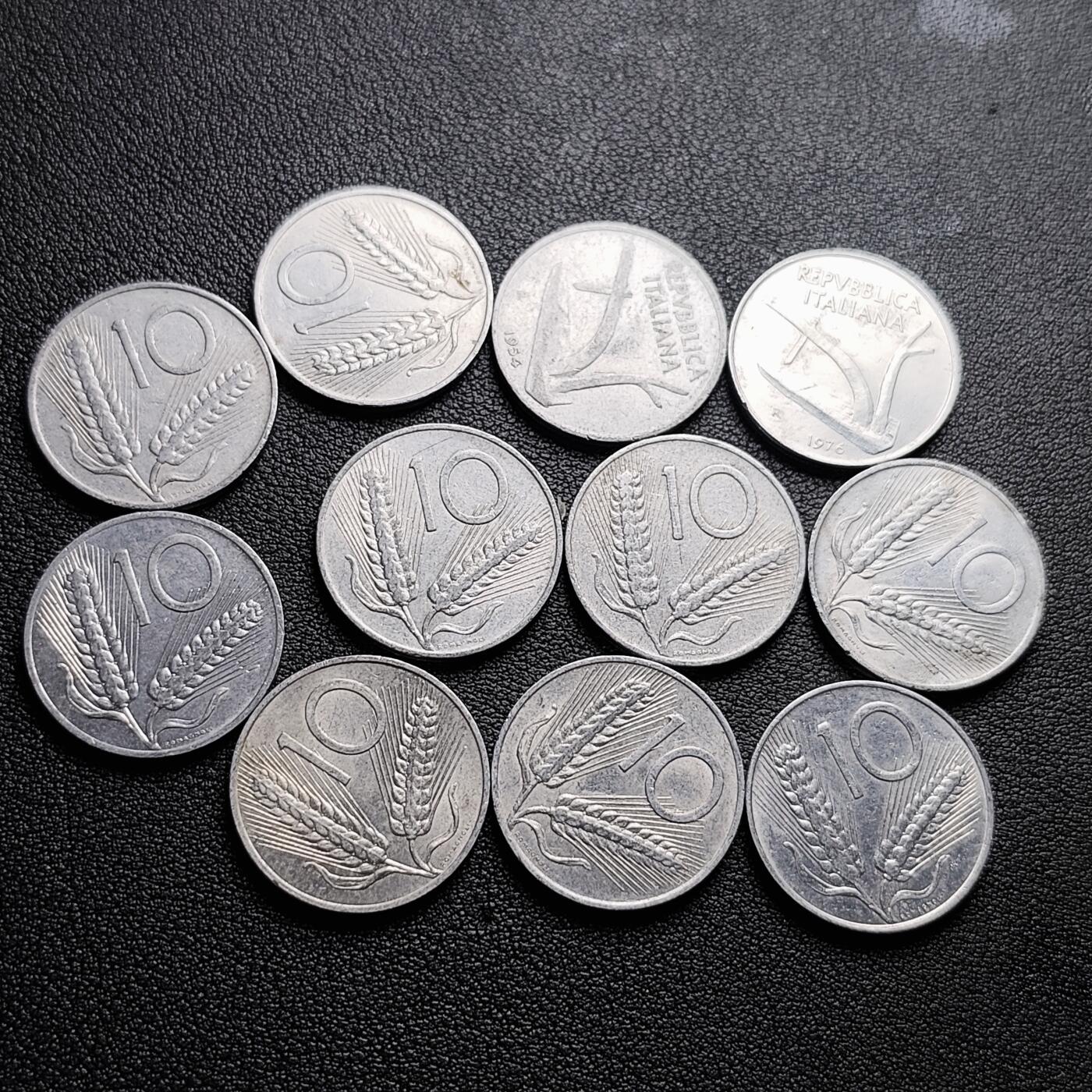 泉币菌-第227场-拍品多 请提前出价 11枚一组 意大利早期10分铝币 犁 混合