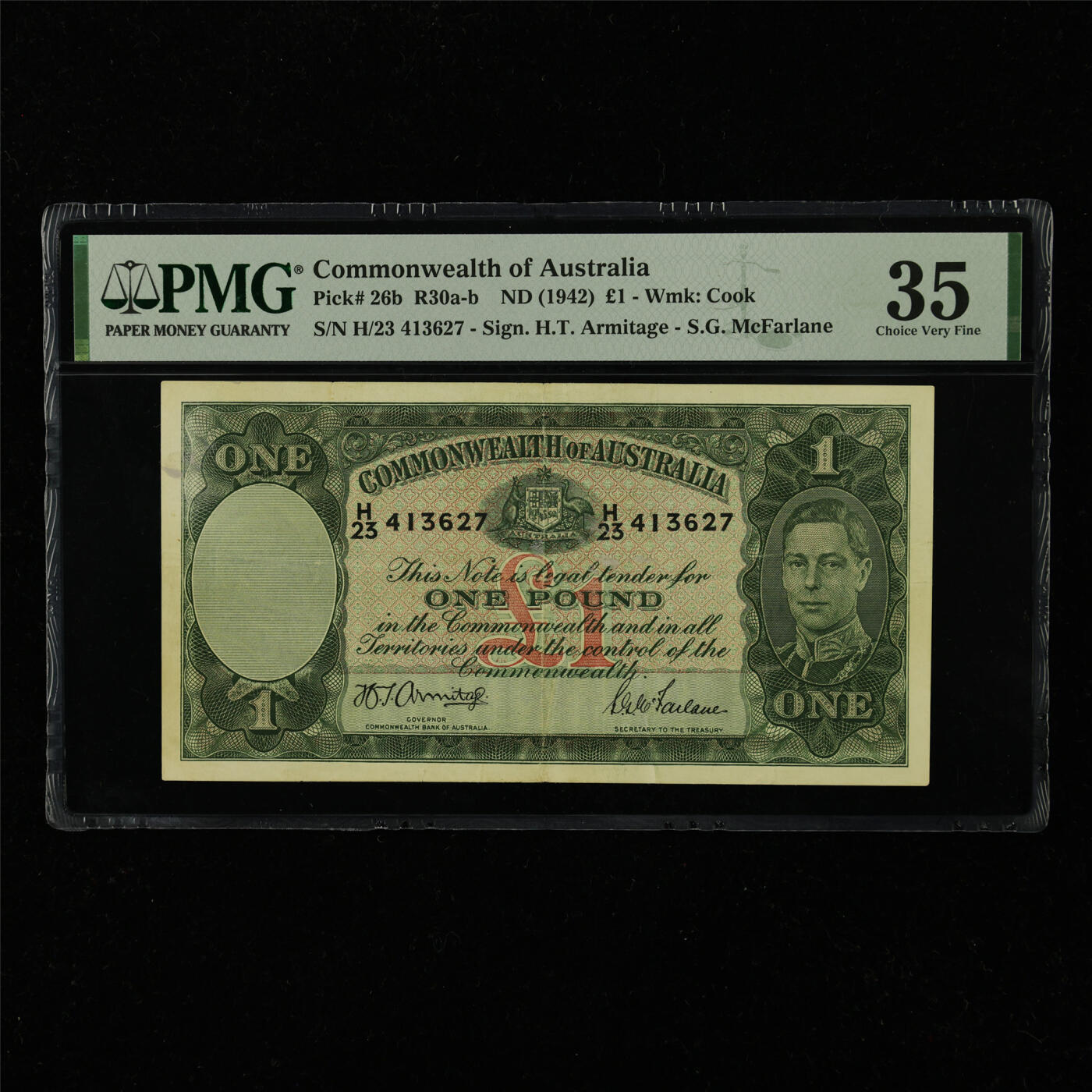 【亘邦集藏】第228期拍卖 1942年 澳大利亚1镑 PMG 35 H/23 413627