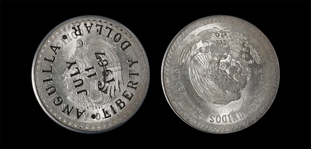 南京三省2026年春季拍卖会 世界币章&现代币 1967年安圭拉加盖银币