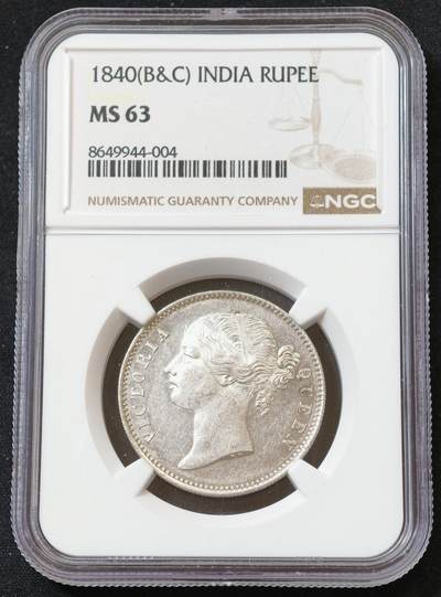 甄臻铺-世界币章拍卖（第60期），甄品场拍品征集中，送拍享返佣金等优惠多多 NGC-MS63 1840年英属印度小维卢比