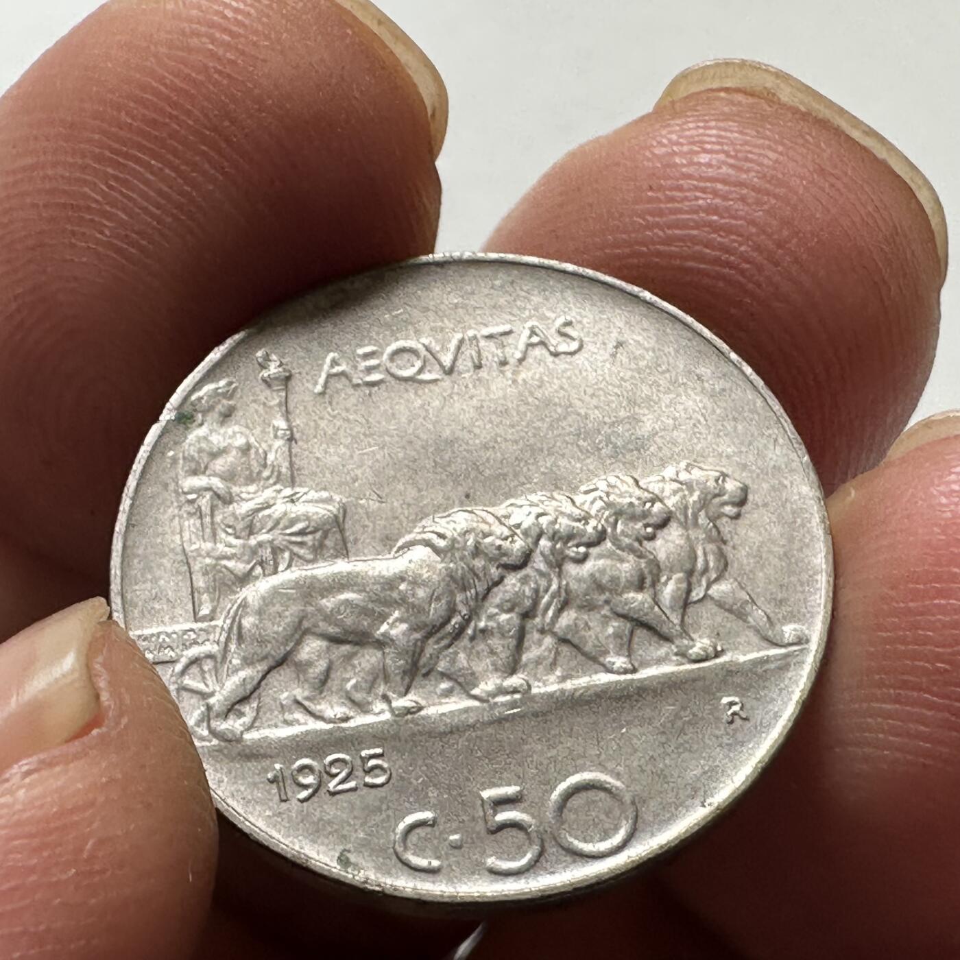 🌹外币初藏🌹🐯2026年第43场   每周二四六晚8️⃣点  世界硬币 意大利1925年光边50分 带光好品