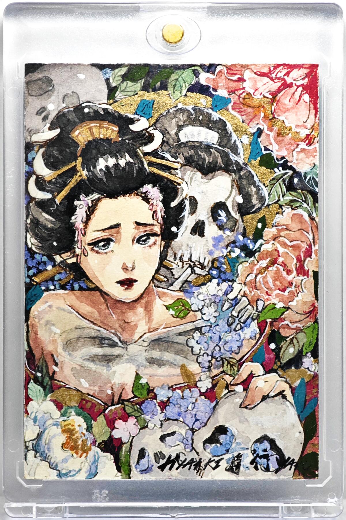 白泽拍卖卡牌手绘专场第35期（问东城春色，正谷雨，牡丹期） 2025 逸凡工作室手绘卡 白骨夫人  刘酷酷亲签 卡砖封装