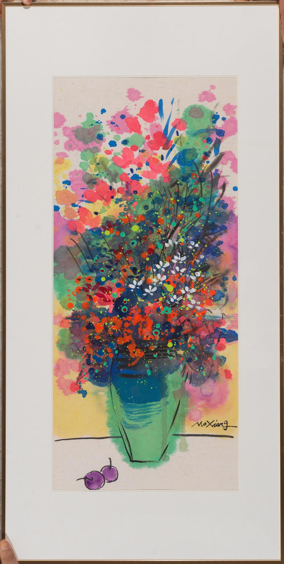 碧月说宝.当代书画专场一 莫雄 绿瓶花枝