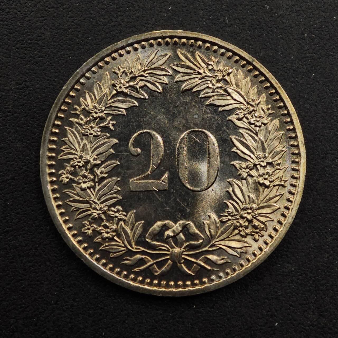 【淘币小摊】实时拍第八百九十二拍   散币场    每周一统一发货 瑞士1985年20分镍币