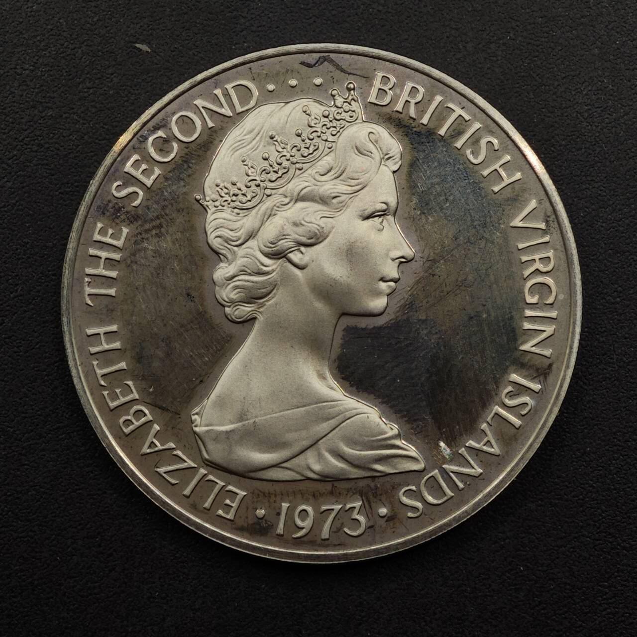 【淘币小摊】实时拍第八百九十二拍   散币场    每周一统一发货 英属维尔京1973年50分精制镍币