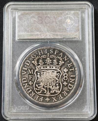 甄臻铺-世界币章拍卖（第60期），甄品场拍品征集中，送拍享返佣金等优惠多多 公博-XF01 1753年 西属墨西哥 费迪南六世地球双柱 8里亚尔 大银币 原汁原味老包浆 细节见图