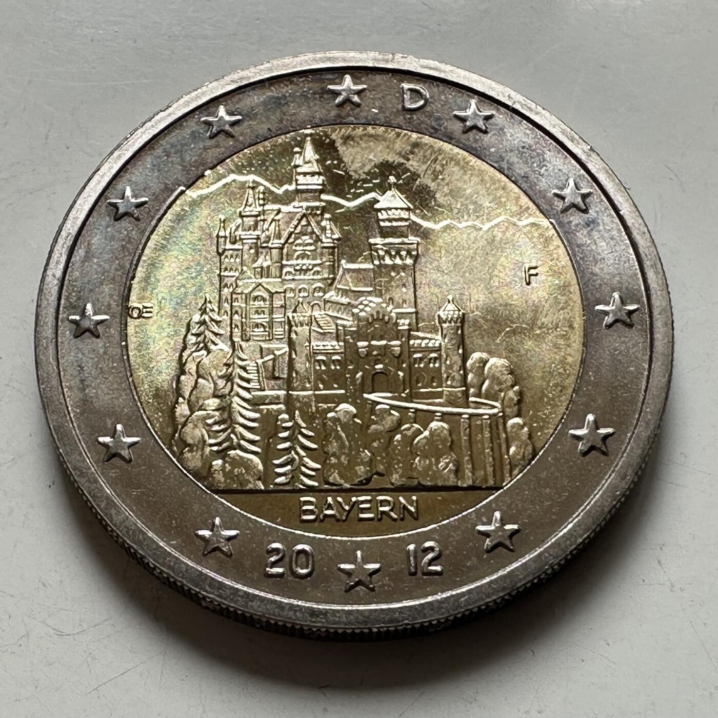 🌹外币初藏🌹🐯2026年第43场   每周二四六晚8️⃣点  世界硬币 德国 2012年 巴伐利亚州 新天鹅堡 2欧元纪念币