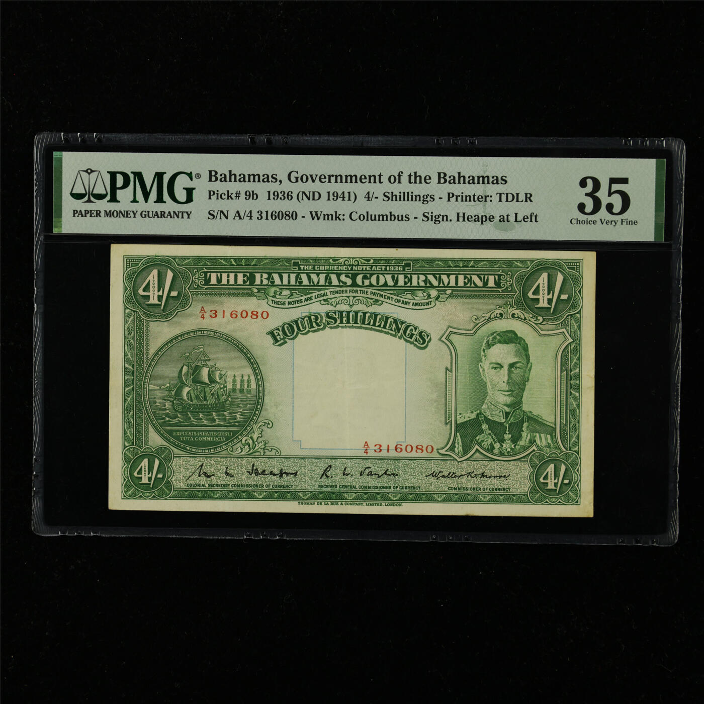【亘邦集藏】第228期拍卖 1936年 巴哈马4先令 PMG 35 A/4 316080