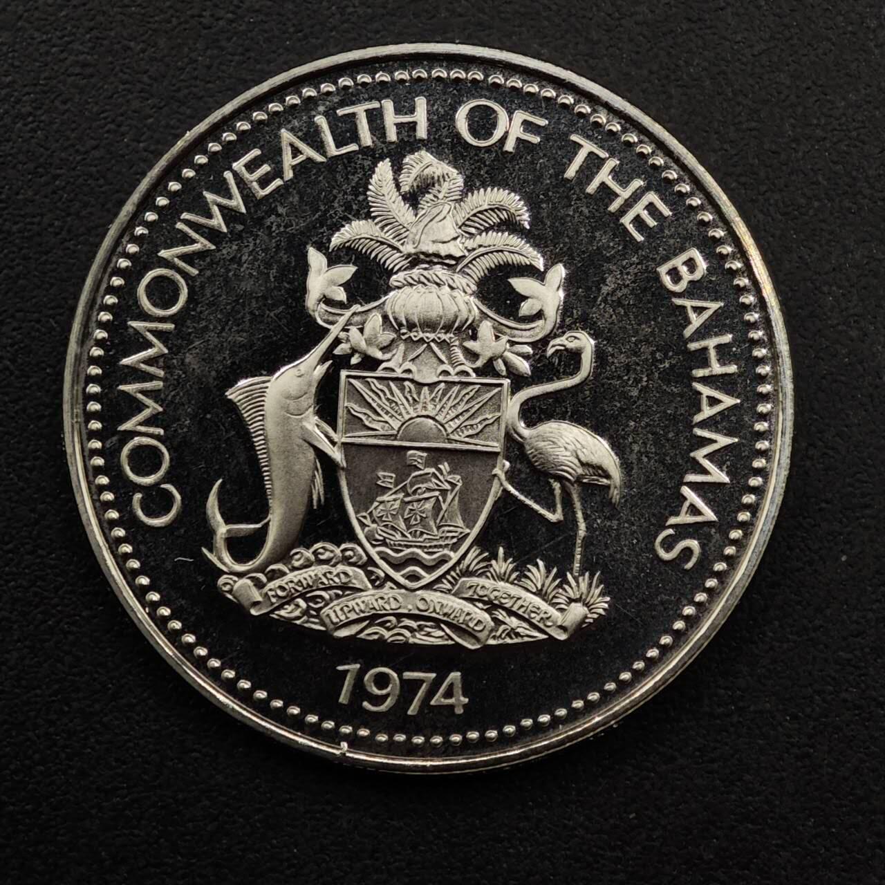 【淘币小摊】实时拍第八百九十二拍   散币场    每周一统一发货 巴哈马1974年25分精制镍币