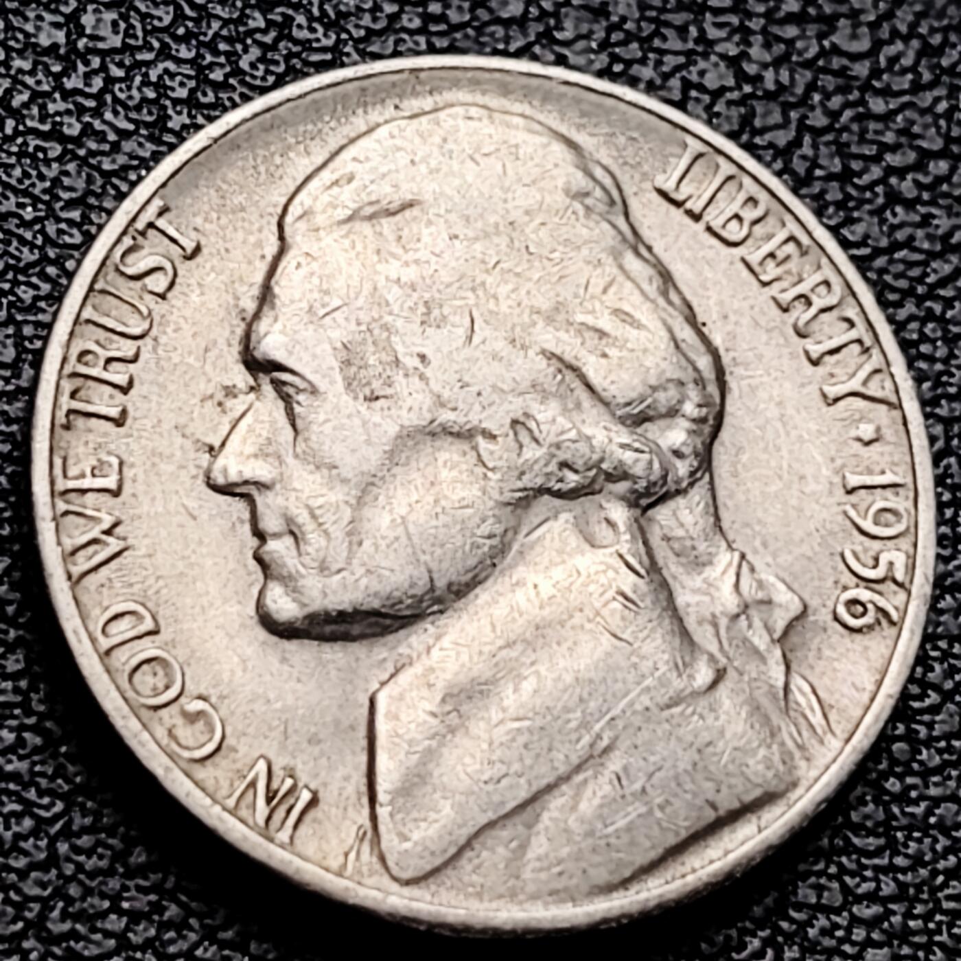 泉币菌-第227场-拍品多 请提前出价 美国1956年5美分纪念币 杰斐逊 及 故居蒙蒂塞洛庄园 21mm