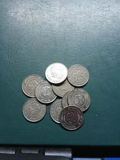 松南世界钱币——260415 新加坡高盾徽版本10分镍币10枚计1元1