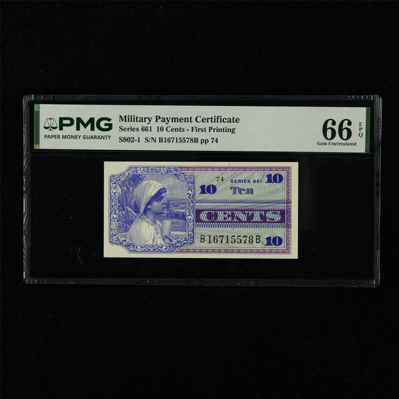 【亘邦集藏】第228期拍卖 美国军票10分 PMG 66EPQ B16715578B